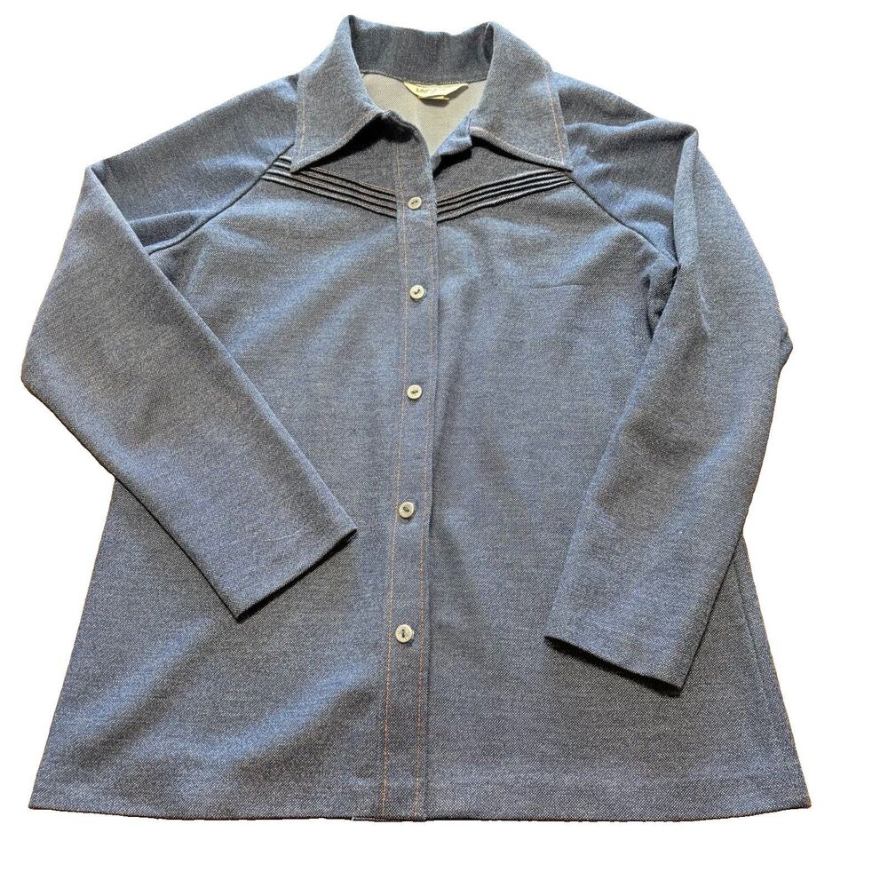 Vintage 1970s Mod Long Sleeve Dagger Collar Button Shirt Women’s